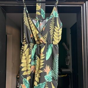 SHEIN Black Tropical Print Dress